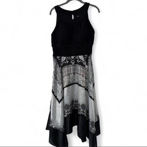 Signature by Sangria Black and Gray Paisley Halter Midi Dress